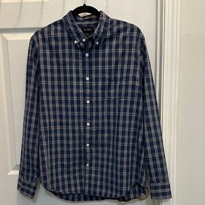 Lucky Brand Blue and White Plaid Button-Down Shirt